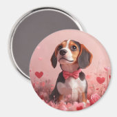 Beagle met Rozen - Valentijnsdag Magneet (Voorkant / Achterkant)
