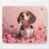 Beagle met Rozen - Valentijnsdag Muismat (Voorkant)