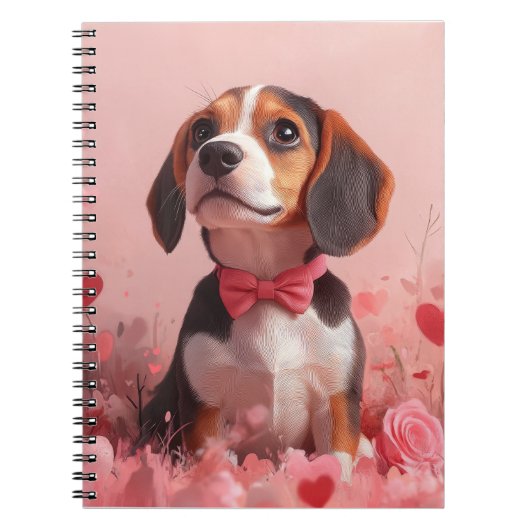Beagle met rozen - Valentijnsdag Notitieboek (Voorkant)