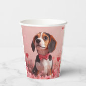 Beagle met Rozen - Valentijnsdag Papieren Bekers (Achterkant)