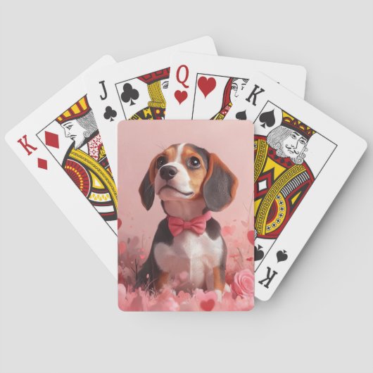 Beagle met Rozen - Valentijnsdag Pokerkaarten (Achterkant)