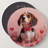 Beagle met Rozen - Valentijnsdag Ronde Button 6,0 Cm (Voorkant /achterkant)