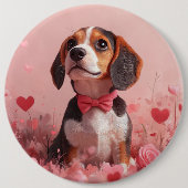Beagle met Rozen - Valentijnsdag Ronde Button 6,0 Cm (Voorkant)