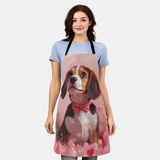 Beagle met Rozen - Valentijnsdag Schort (Gedragen)