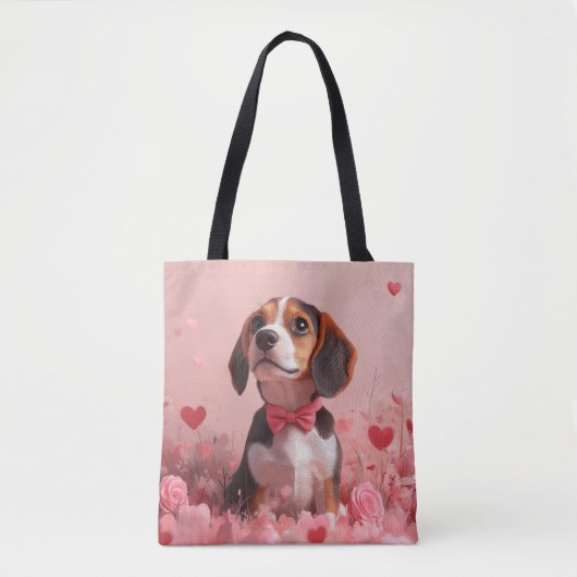 Beagle met Rozen - Valentijnsdag Tote Bag (Voorkant)