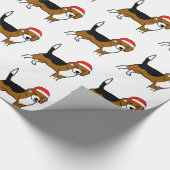 Beagle met Santa hat Cadeaupapier (Hoek)