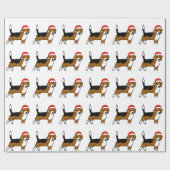 Beagle met Santa hat Cadeaupapier (Vlak)