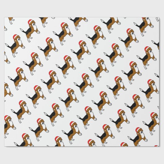 Beagle met Santa hat Cadeaupapier (Vlak)