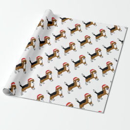 Beagle met Santa hat Cadeaupapier