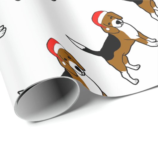 Beagle met Santa hat Cadeaupapier (Rol Hoek)