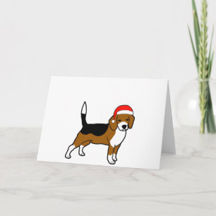 Beagle met Santa hat Feestdagen Kaart