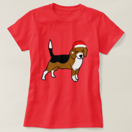 Beagle met Santa hat T-shirt