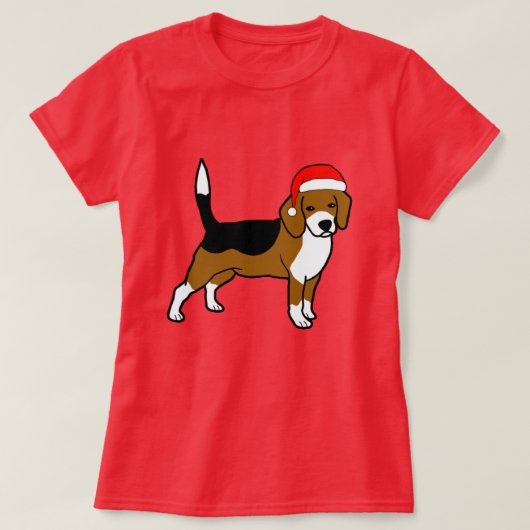 Beagle met Santa hat T-shirt (Design voorkant)
