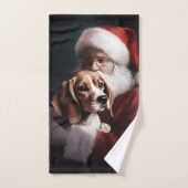 Beagle met Sinterklaas Feestelijke Kerstmis Bad Handdoek (Handdoek)