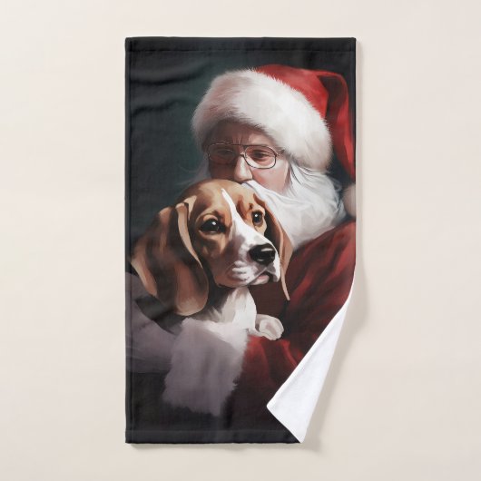 Beagle met Sinterklaas Feestelijke Kerstmis Bad Handdoek (Handdoek)
