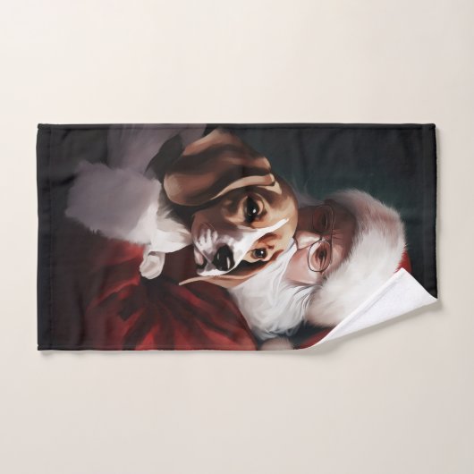 Beagle met Sinterklaas Feestelijke Kerstmis Bad Handdoek (Handdoek)