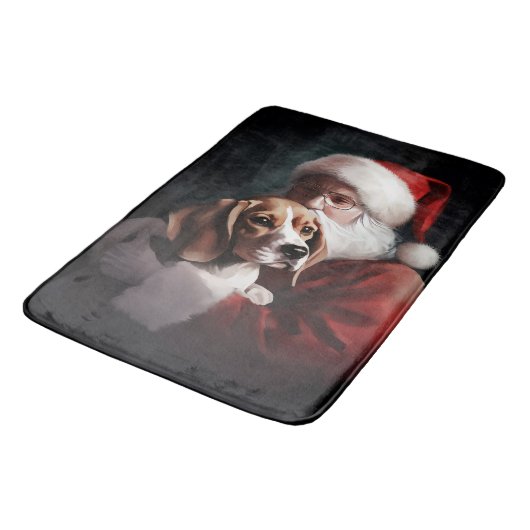Beagle met Sinterklaas Feestelijke Kerstmis Badmat (Gekanteld)