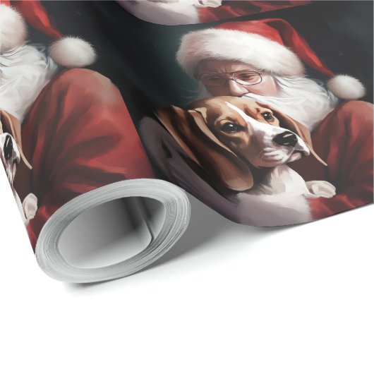 Beagle met Sinterklaas Feestelijke Kerstmis Cadeaupapier (Rol Hoek)