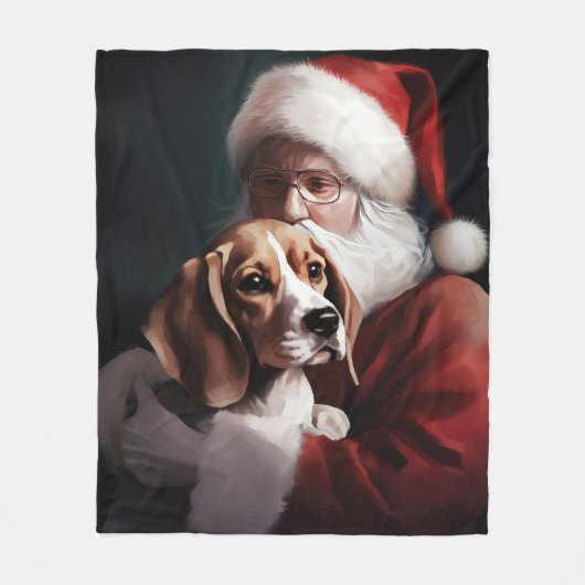 Beagle met Sinterklaas Feestelijke Kerstmis Fleece Deken (Voorkant)