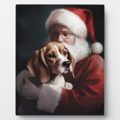 Beagle met Sinterklaas Feestelijke Kerstmis Fotoplaat (Voorkant)