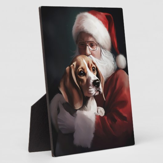 Beagle met Sinterklaas Feestelijke Kerstmis Fotoplaat (Zijkant)