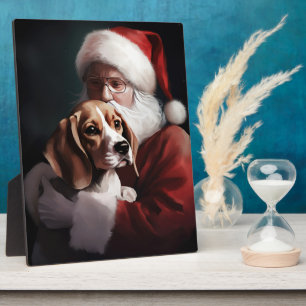 Beagle met Sinterklaas Feestelijke Kerstmis Fotoplaat