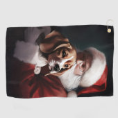 Beagle met Sinterklaas Feestelijke Kerstmis Golfhanddoek (Horizontaal)