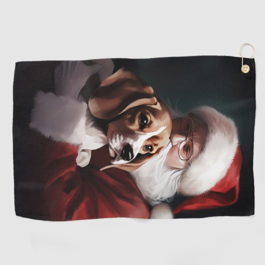 Beagle met Sinterklaas Feestelijke Kerstmis Golfhanddoek (Horizontaal)