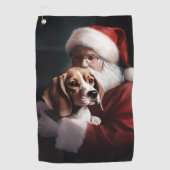 Beagle met Sinterklaas Feestelijke Kerstmis Golfhanddoek (Voorkant)