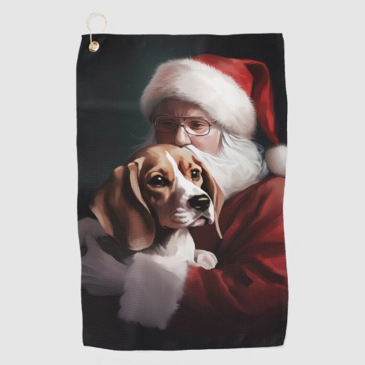 Beagle met Sinterklaas Feestelijke Kerstmis Golfhanddoek (Voorkant)