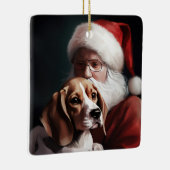 Beagle met Sinterklaas Feestelijke Kerstmis Keramisch Ornament (Rechts)