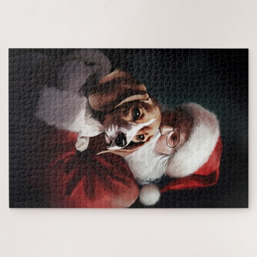 Beagle met Sinterklaas Feestelijke Kerstmis Legpuzzel (Horizontaal)