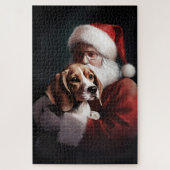 Beagle met Sinterklaas Feestelijke Kerstmis Legpuzzel (Verticaal)