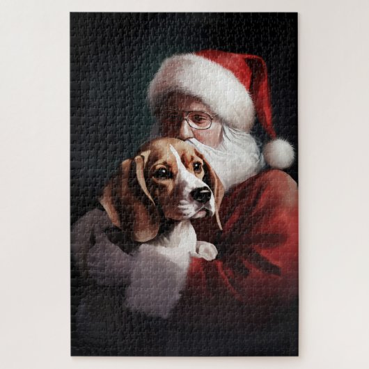 Beagle met Sinterklaas Feestelijke Kerstmis Legpuzzel (Verticaal)