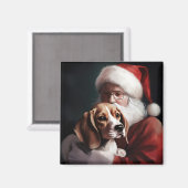 Beagle met Sinterklaas Feestelijke Kerstmis Magneet (Voorkant / Achterkant)