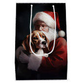Beagle met Sinterklaas Feestelijke Kerstmis Medium Cadeauzakje (Achterkant)