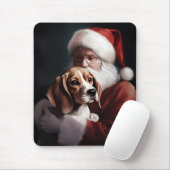 Beagle met Sinterklaas Feestelijke Kerstmis Muismat (Met muis)