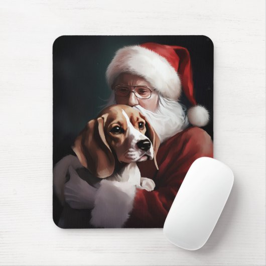 Beagle met Sinterklaas Feestelijke Kerstmis Muismat (Met muis)