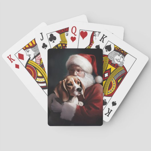 Beagle met Sinterklaas Feestelijke Kerstmis Pokerkaarten (Achterkant)