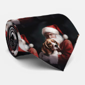 Beagle met Sinterklaas Feestelijke Kerstmis Stropdas (Opgerold)