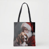 Beagle met Sinterklaas Feestelijke Kerstmis Tote Bag (Voorkant)