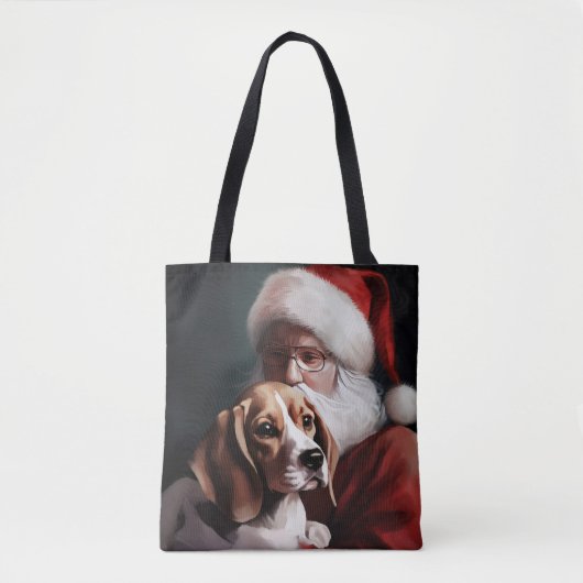 Beagle met Sinterklaas Feestelijke Kerstmis Tote Bag (Voorkant)