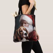 Beagle met Sinterklaas Feestelijke Kerstmis Tote Bag (Dichtbij)