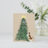 Beagle met Wasbeer in Kerstboom Briefkaart (Staand voorkant)