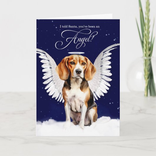 Beagle met Wings Angel Dog Kerstmis Feestdagen Kaart (Voorkant)