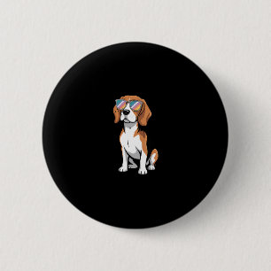 Beagle met zonnebril Funny hond vakantie  Ronde Button 5,7 Cm