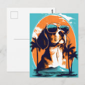 Beagle met zonnebril op een strand briefkaart (Voorkant / Achterkant)