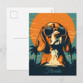 Beagle met zonnebril op een strand Custom Feestdagenkaart (Voorkant / Achterkant)