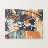 Beagle met zonnebril op een strand legpuzzel (Horizontaal)