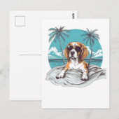 Beagle met zonnebril op het strand briefkaart (Voorkant / Achterkant)